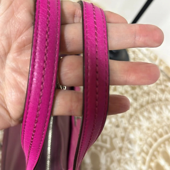 COACH 24693 Park Quilted Color Block CARRIE Leather Pink Blue Suede Purse - Picture 6 of 12